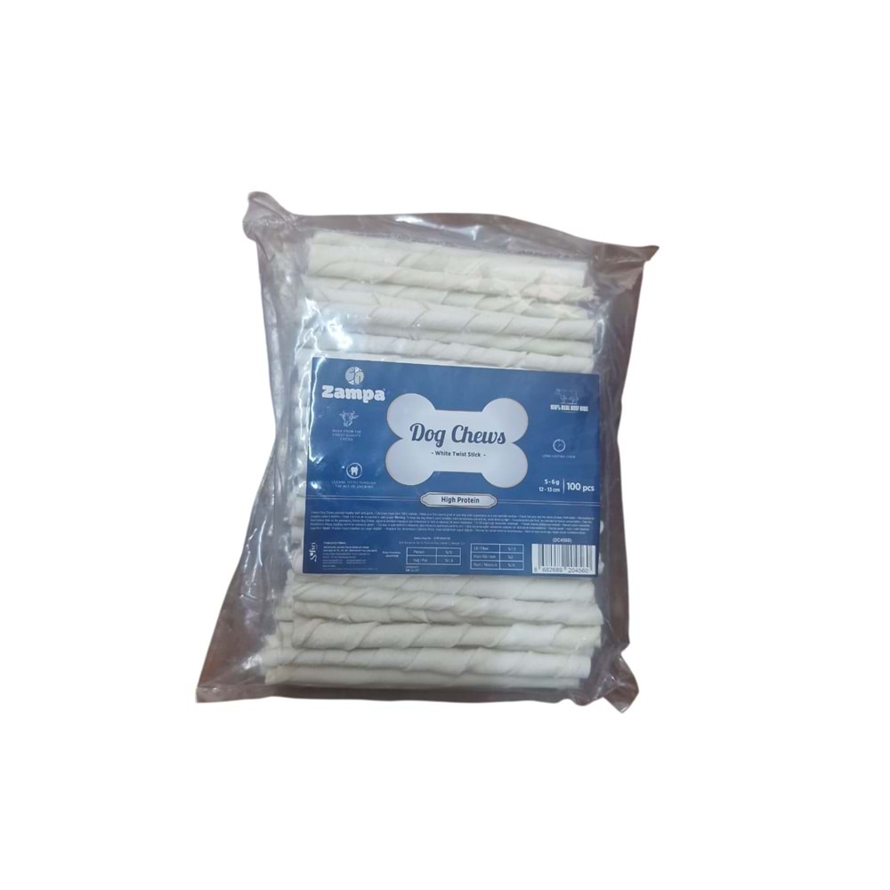 Zampa Beyaz Burgu Kemik 5-6 Gr 12-13 cm 100 lü ( net fiyattır )