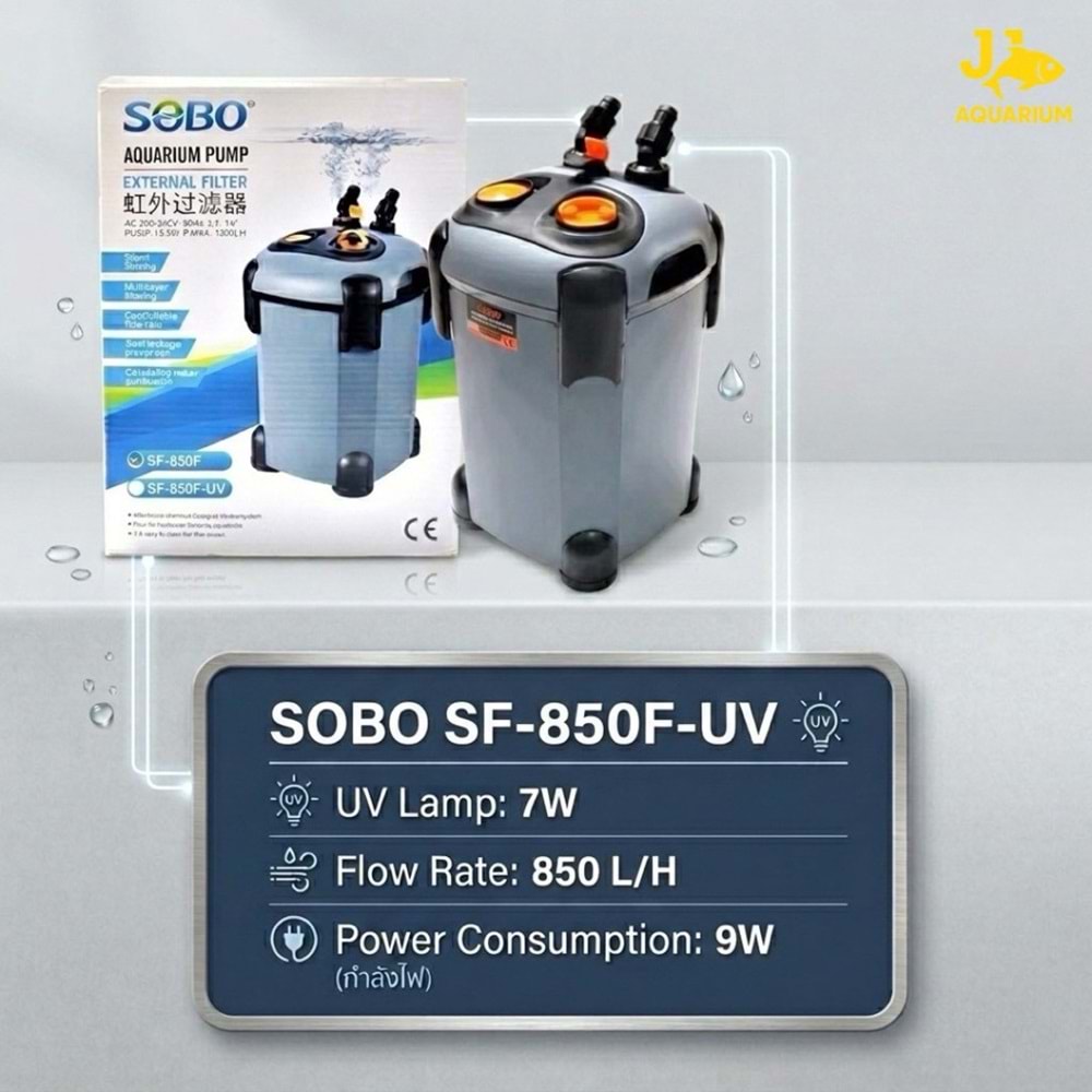 Sobo SF-850F-UV Dış Filtre 9W 850L/H