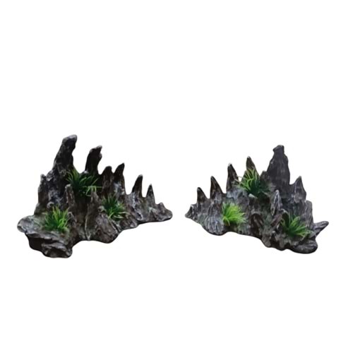 GS1317 İki Parça Akvaryum Dekoru 18,2x10x13 - 17x10x12 cm 500 Gr