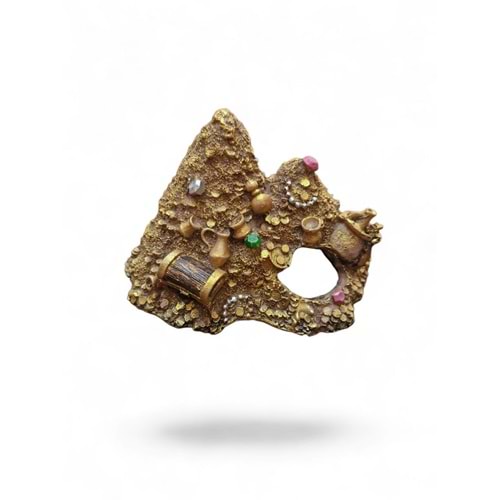 GS0872 Hazine Sandıklı Akvaryum Dekoru 14,8x12x9 cm 235 Gr